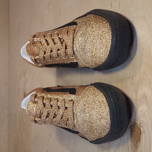 Vans Old Skool Off The Wall Gold Black Glitter Kids Shoes - Picture 3 of 9